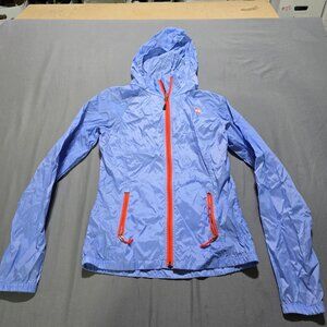 The North Face Womens XS Lightweight Hooded Jacket Blue Zip Pocket Windbreaker